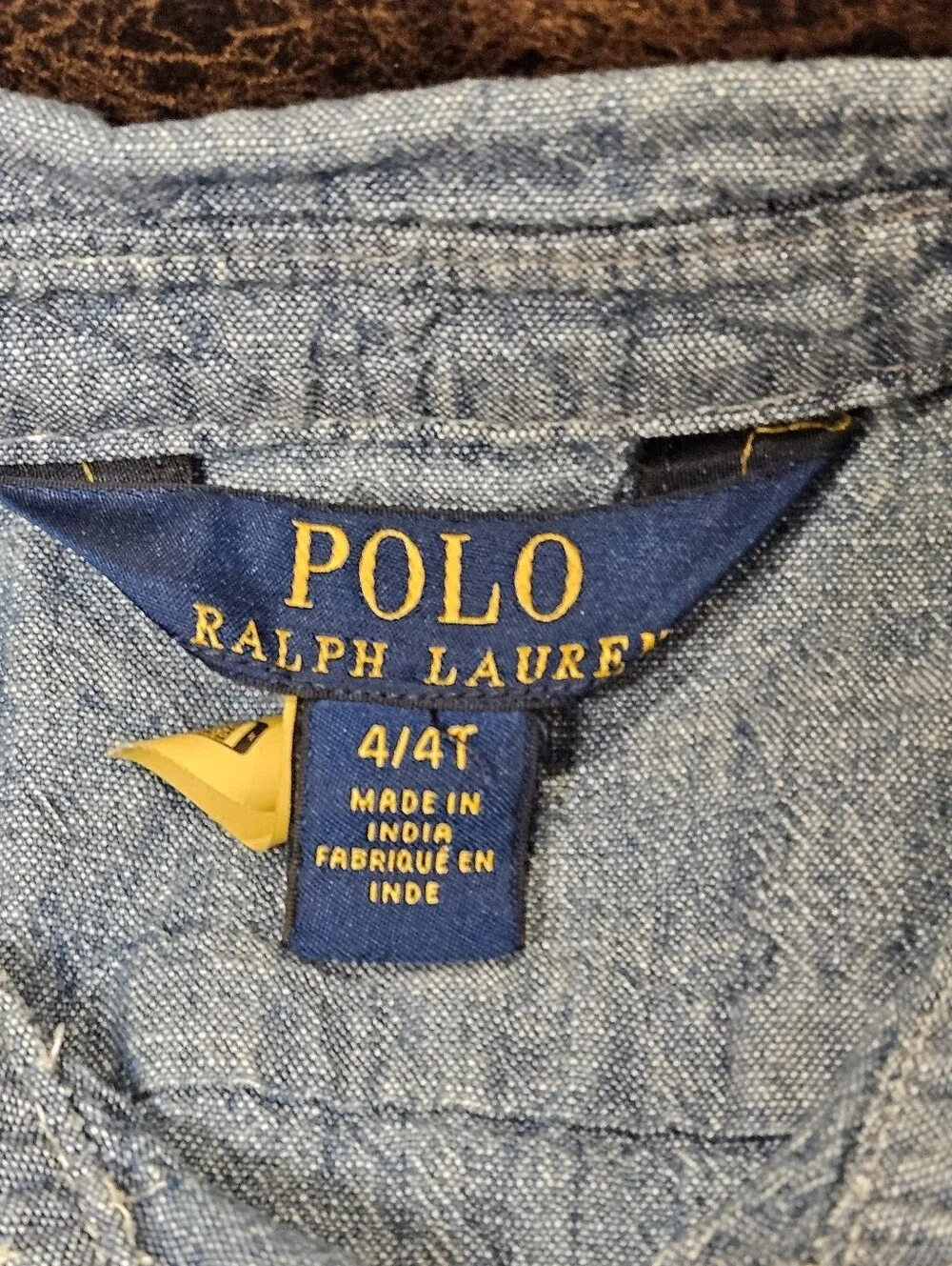 4T Girl's Polo Ralph Lauren Sleeveless Button Down Denim Shirt Dress Pockets